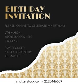 Art Deco Great Gatsby Style Invitation Design with Shell Ornaments