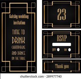 Art Deco, Great Gatsby Wedding Theme Invitation Template