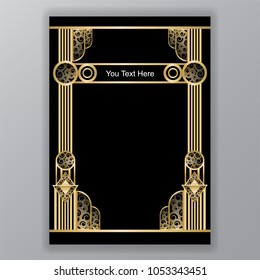 art deco greece  columns a4 template swirl and curls