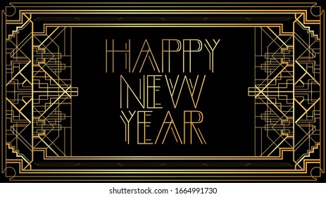 Art Deco Happy New Year Text Stock Vector (Royalty Free) 1664991730