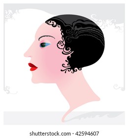 Art Deco head female model black