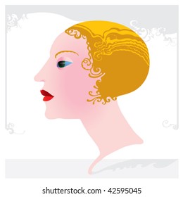 Art Deco head female model blond