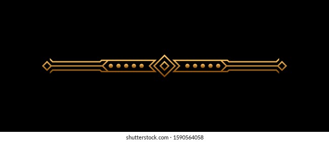 Art deco headers in gold. Calligraphic page decoration vignettes. Border frame template design isolated. Vector illustration
