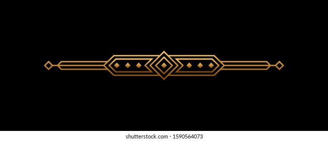 Art deco headers in gold. Calligraphic page decoration vignettes. Border frame template design isolated. Vector illustration

