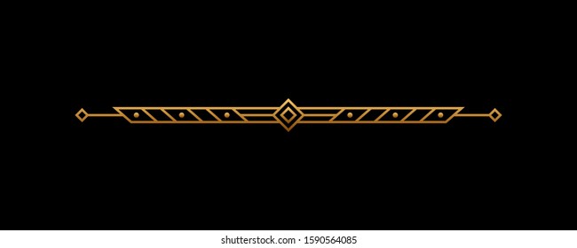 Art deco headers in gold. Calligraphic page decoration vignettes. Border frame template design isolated. Vector illustration
