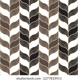 Art Deco Herringbone-Muster. Das geometrische Dekor ist braun und schwarz. 