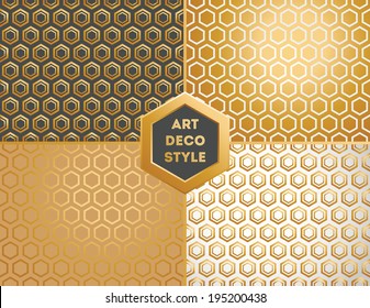 Art Deco hexagonal seamless vintage wallpaper pattern
