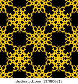 Art Deco Hexagonal symmetry vector ornaments. Geometric pattern for ceramic tile, surface design, textiles, printing, wallpaper. yellow black
