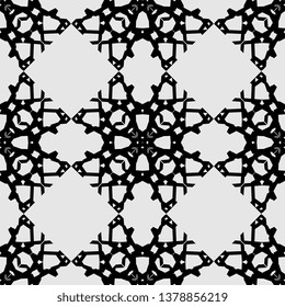Art Deco Hexagonal symmetry vector ornaments. Geometric pattern for ceramic tile, surface design, textiles, printing, wallpaper. black and white