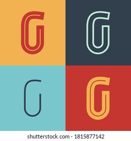 Art Deco inspired letter G logo set with line in the middle. Perfect for contemporary magazines, vintage branding, space posters, steampunk headers, and advertising.