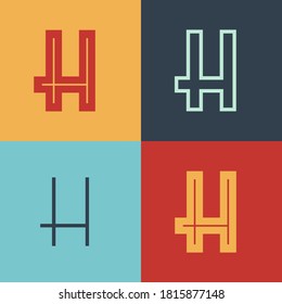 Art Deco inspired letter H logo set with line in the middle. Perfect for contemporary magazines, vintage branding, space posters, steampunk headers, and advertising.