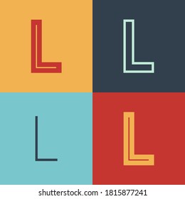 Art Deco inspired letter L logo set with line in the middle. Perfect for contemporary magazines, vintage branding, space posters, steampunk headers, and advertising.