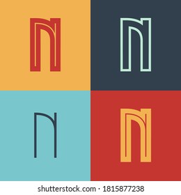 Art Deco inspired letter N logo set with line in the middle. Perfect for contemporary magazines, vintage branding, space posters, steampunk headers, and advertising.