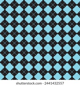 Art deco Islamic seamless ornament with window. Arabic traditional pattern design black and Aquamarine color background.