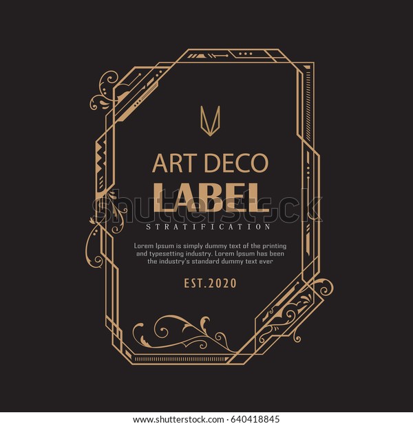 Art deco label modern retro frame vintage vector illustration