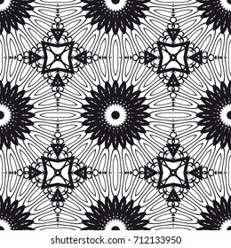 Art deco Lace pattern with abstract geometric flowers. seamless vector illustration