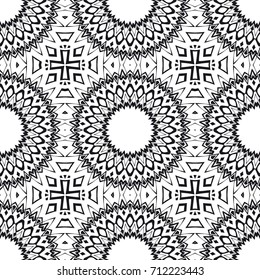 Art deco Lace pattern with abstract geometric flowers. seamless vector illustration