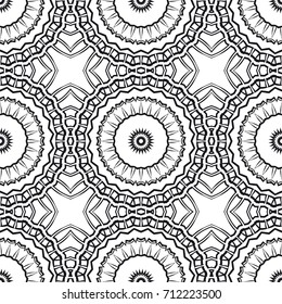 Art deco Lace pattern with abstract geometric flowers. seamless vector illustration
