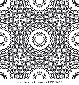 Art deco Lace pattern with abstract geometric flowers. seamless vector illustration