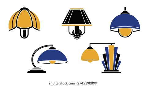 Art Deco Lamp Line minimal abstract vector