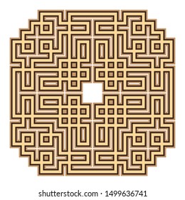 Art Deco laser cutting ornament. Wooden decal. 3 layers for 3d modular look. Wall interior concept. Geometric pattern. Vector coaster lasercut design. 