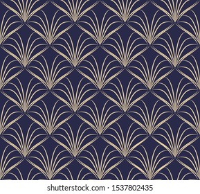 Art deco lattice. Abstract geometric background gatsby with gold lines. Thin fan tiles seamless pattern. Elegant fishnet. Exquisite subtle wallpaper. Graphic backdrop nouveau. Modern stylish texture