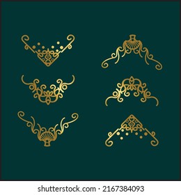 Art deco line border. Modern arabic gold frames, decorative lines borders and geometric golden label frame. Victorian vintage old antique elegant vector design isolated icons elements set