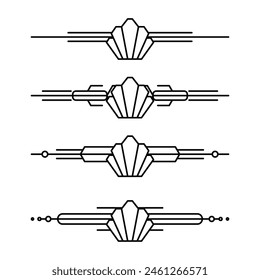 Art deco line border. Modern arabic gold frames, decorative lines borders and geometric golden label frame vector design elements