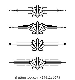 Art deco line border. Modern arabic gold frames, decorative lines borders and geometric golden label frame vector design elements