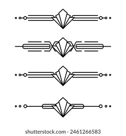 Art deco line border. Modern arabic gold frames, decorative lines borders and geometric golden label frame vector design elements