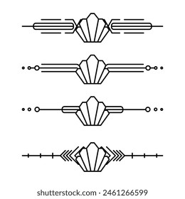 Art deco line border. Modern arabic gold frames, decorative lines borders and geometric golden label frame vector design elements
