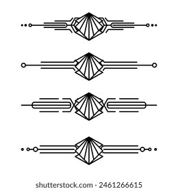 Art deco line border. Modern arabic gold frames, decorative lines borders and geometric golden label frame vector design elements