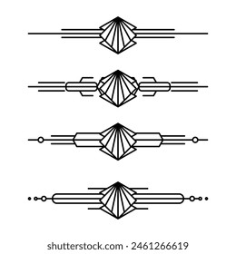 Art deco line border. Modern arabic gold frames, decorative lines borders and geometric golden label frame vector design elements
