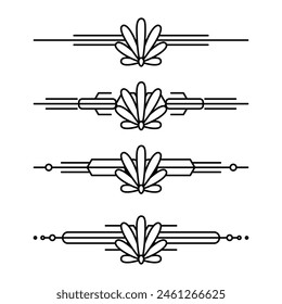 Art deco line border. Modern arabic gold frames, decorative lines borders and geometric golden label frame vector design elements