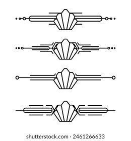 Art deco line border. Modern arabic gold frames, decorative lines borders and geometric golden label frame vector design elements
