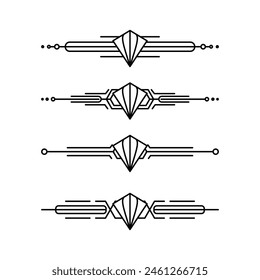 Art deco line border. Modern arabic gold frames, decorative lines borders and geometric golden label frame vector design elements