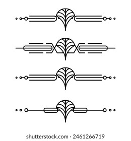 Art deco line border. Modern arabic gold frames, decorative lines borders and geometric golden label frame vector design elements