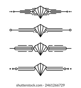 Art deco line border. Modern arabic gold frames, decorative lines borders and geometric golden label frame vector design elements