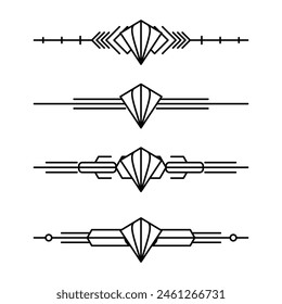 Art deco line border. Modern arabic gold frames, decorative lines borders and geometric golden label frame vector design elements