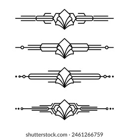Art deco line border. Modern arabic gold frames, decorative lines borders and geometric golden label frame vector design elements
