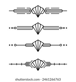 Art deco line border. Modern arabic gold frames, decorative lines borders and geometric golden label frame vector design elements