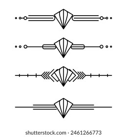 Art deco line border. Modern arabic gold frames, decorative lines borders and geometric golden label frame vector design elements