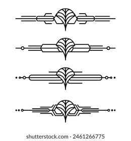 Art deco line border. Modern arabic gold frames, decorative lines borders and geometric golden label frame vector design elements