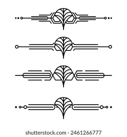 Art deco line border. Modern arabic gold frames, decorative lines borders and geometric golden label frame vector design elements