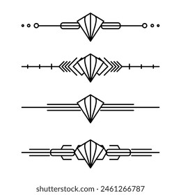 Art deco line border. Modern arabic gold frames, decorative lines borders and geometric golden label frame vector design elements