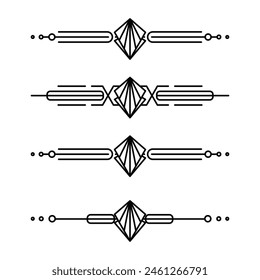 Art deco line border. Modern arabic gold frames, decorative lines borders and geometric golden label frame vector design elements