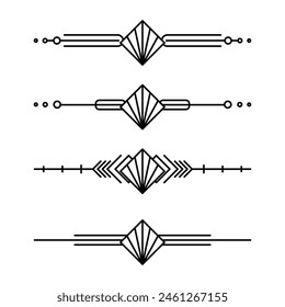 Art deco line border. Modern arabic gold frames, decorative lines borders and geometric golden label frame vector design elements