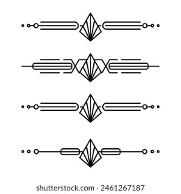 Art deco line border. Modern arabic gold frames, decorative lines borders and geometric golden label frame vector design elements