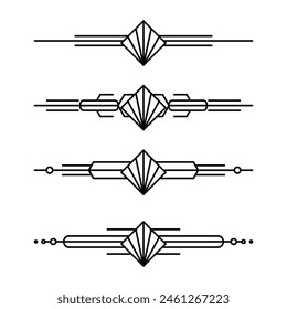 Borde de línea Art Deco. Modernos marcos de oro árabe, bordes de líneas decorativas y Elementos de diseño de Vector geométricos de marco de etiqueta dorada