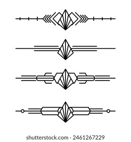 Art deco line border. Modern arabic gold frames, decorative lines borders and geometric golden label frame vector design elements